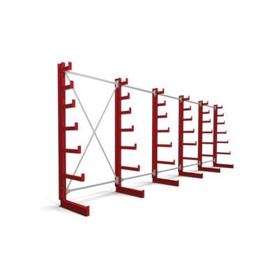 Rayonnage à bras en porte-à-faux STIER, simple, 5 travées avec 6 niveaux décroissants 6500x2000x500 mm, rouge feu (905283) - Publicité Rayonnage à bras en porte-à-faux STIER, simple, 5 travées avec 6 niveaux décroissants 6500x2000x500 mm, rouge feu (905283) - Publicité