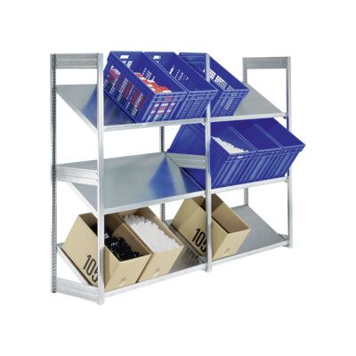 Rayonnage incliné Bito L2666xH1850xP524 mm, baie de base et baie complémentaire galvanisée (52953) - Publicité Rayonnage incliné Bito L2666xH1850xP524 mm, baie de base et baie complémentaire galvanisée (52953) - Publicité