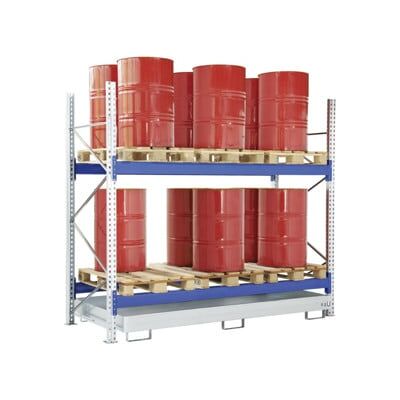 Rayonnage pour fûts avec bac de rétention Bito L 2780 mm x H 2500 mm x P 1100 mm (26667) - Publicité Rayonnage pour fûts avec bac de rétention Bito L 2780 mm x H 2500 mm x P 1100 mm (26667) - Publicité