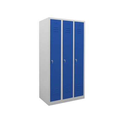 STIER Vestiaire 3 casiers 1800×870×500 mm bleu gentiane (907280) - Publicité STIER Vestiaire 3 casiers 1800×870×500 mm bleu gentiane (907280) - Publicité