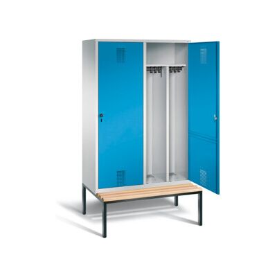 C+P Armoire noire et blanche Evolo, H2090×I1190×P500 mm, façade bleu clair, corps gris clair, châssis gris noir (48250-40) ; C + P Möbelsysteme (48250-40 S10015) - Publicité C+P Armoire noire et blanche Evolo, H2090×I1190×P500 mm, façade bleu clair, corps gris clair, châssis gris noir (48250-40) ; C + P Möbelsysteme (48250-40 S10015) - Publicité