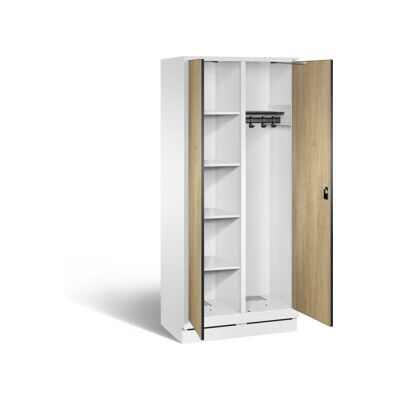 C+P Armoire à produits de nettoyage Evolo, H1800×I810×P500 mm, façade décor chêne Sereno, corps blanc trafic (48160-22) ; C + P Möbelsysteme (48160-22 S10139) - Publicité C+P Armoire à produits de nettoyage Evolo, H1800×I810×P500 mm, façade décor chêne Sereno, corps blanc trafic (48160-22) ; C + P Möbelsysteme (48160-22 S10139) - Publicité