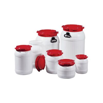 Weithalsfass blanc couvercle rouge 20 l Ø274×H418 mm ouverture Ø204 mm ; Industrial Quality Supplies (7020-61-046) - Publicité Weithalsfass blanc couvercle rouge 20 l Ø274×H418 mm ouverture Ø204 mm ; Industrial Quality Supplies (7020-61-046) - Publicité