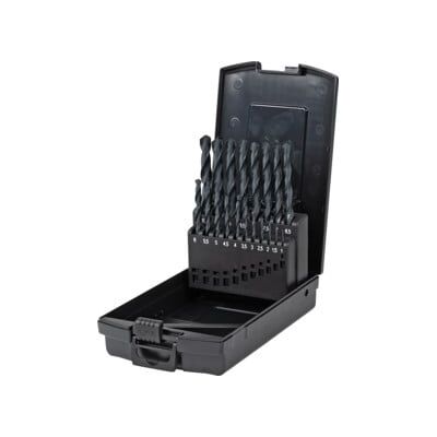 Jeu de 19 forets hélicoïdaux STIER Basic DIN 338 HSS-R 1-10 mm en coffret, queue cylindrique, courte, jusqu'à 600 °C, coupe à droite, HSS - Co8 (902551) - Publicité Jeu de 19 forets hélicoïdaux STIER Basic DIN 338 HSS-R 1-10 mm en coffret, queue cylindrique, courte, jusqu'à 600 °C, coupe à droite, HSS - Co8 (902551) - Publicité