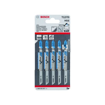 Lames de scie sauteuse Bosch T127D en Acier Rapide - Pack de 5 - Publicité Lames de scie sauteuse Bosch T127D en Acier Rapide - Pack de 5 - Publicité