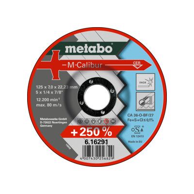 Metabo 616292000 - Disques en fibre de céramique et acier - 8500 RPM - Bleu, gris, rouge, blanc - Rond - Disques de coupe - Publicité Metabo 616292000 - Disques en fibre de céramique et acier - 8500 RPM - Bleu, gris, rouge, blanc - Rond - Disques de coupe - Publicité
