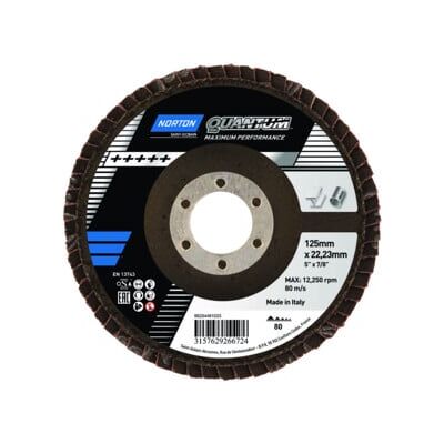 Norton - Quantum - 125 mm - P80 - Abrasive flap disc - Publicité Norton - Quantum - 125 mm - P80 - Abrasive flap disc - Publicité