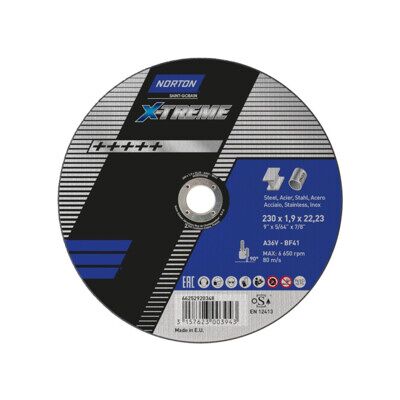Disque de coupe Saint-Gobain - 230x1.9x22.23mm - T41 - X-Treme - Publicité Disque de coupe Saint-Gobain - 230x1.9x22.23mm - T41 - X-Treme - Publicité