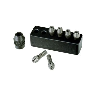 Proxxon MICROMOT Pinces de serrage en acier, 6 pièces de 1 à 3,2 mm, avec porte-pinces (28940) - Publicité Proxxon MICROMOT Pinces de serrage en acier, 6 pièces de 1 à 3,2 mm, avec porte-pinces (28940) - Publicité