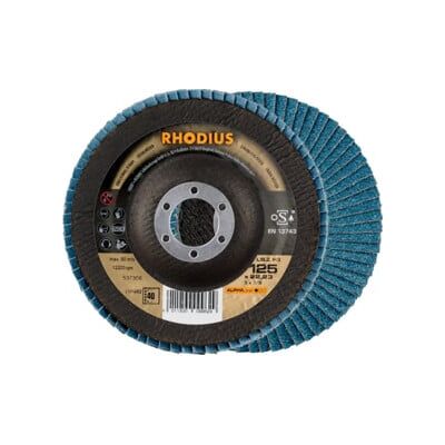 Disque Rhodius 210482 en zirconium de zircon - Acier inoxydable - P40 - 125mm - Publicité Disque Rhodius 210482 en zirconium de zircon - Acier inoxydable - P40 - 125mm - Publicité