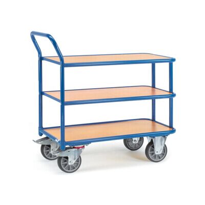 fetra chariot à plateaux 2612, charge 400kg pneus TPE, 3 plateaux, 1 barre de poussée (2612) - Publicité fetra chariot à plateaux 2612, charge 400kg pneus TPE, 3 plateaux, 1 barre de poussée (2612) - Publicité