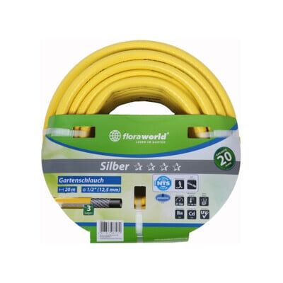 Tuyau d'eau de jardin FloraWorld 12,5 mm 1/2Z 20 m Argent - Publicité Tuyau d'eau de jardin FloraWorld 12,5 mm 1/2Z 20 m Argent - Publicité