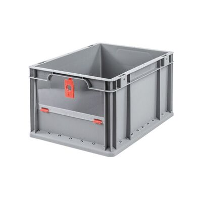 Conteneur de transport gerbable L400xl300xH220mm gris rouge PP avec plaque rabat ; Allit (456921) - Publicité Conteneur de transport gerbable L400xl300xH220mm gris rouge PP avec plaque rabat ; Allit (456921) - Publicité