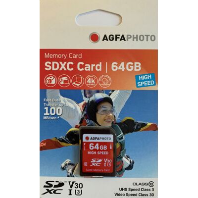 Carte AgfaPhoto 64 GB SDXC Class10 W 50MB/s, R 100MB/s - Publicité Carte AgfaPhoto 64 GB SDXC Class10 W 50MB/s, R 100MB/s - Publicité