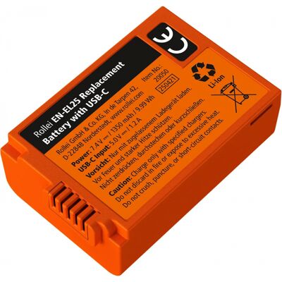 Rollei Batterie de rechange EN-EL25 Nikon avec USB-C - Publicité Rollei Batterie de rechange EN-EL25 Nikon avec USB-C - Publicité