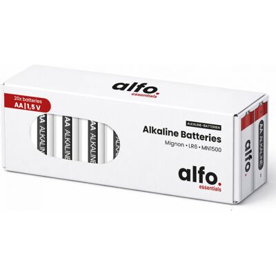 alfo. Piles alcalines AA LR6, boîte de 20 - Publicité alfo. Piles alcalines AA LR6, boîte de 20 - Publicité