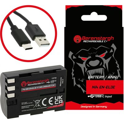 Berenstargh Batterie Nikon EN-EL3E 2400mAh Entrée USB-C - Publicité Berenstargh Batterie Nikon EN-EL3E 2400mAh Entrée USB-C - Publicité