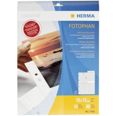 Pochettes transparentes Herma Fotophan 10x15cm hauteur blanc 7585 - Publicité Pochettes transparentes Herma Fotophan 10x15cm hauteur blanc 7585 - Publicité