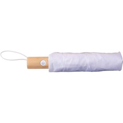Parapluie pliable personnalisé avec poignée en bambou Teodora blanc - Publicité Parapluie pliable personnalisé avec poignée en bambou Teodora blanc - Publicité