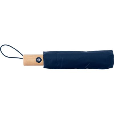 Parapluie pliable personnalisé avec poignée en bambou Teodora bleu marine - Publicité Parapluie pliable personnalisé avec poignée en bambou Teodora bleu marine - Publicité