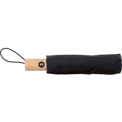 Parapluie pliable personnalisé avec poignée en bambou Teodora noir - Publicité Parapluie pliable personnalisé avec poignée en bambou Teodora noir - Publicité