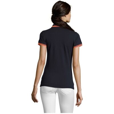 Polo personnalisé femme 100% coton Pasadena French Marine/Orange Fluo - Publicité Polo personnalisé femme 100% coton Pasadena French Marine/Orange Fluo - Publicité