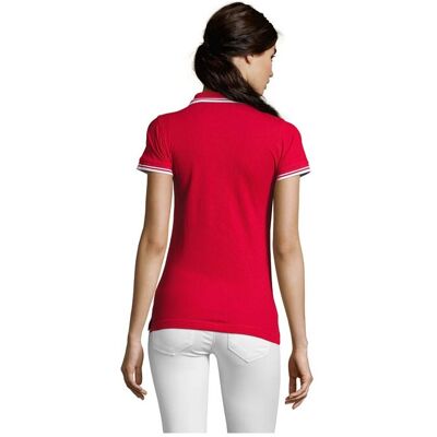 Polo personnalisé femme 100% coton Pasadena rouge/blanc - Publicité Polo personnalisé femme 100% coton Pasadena rouge/blanc - Publicité