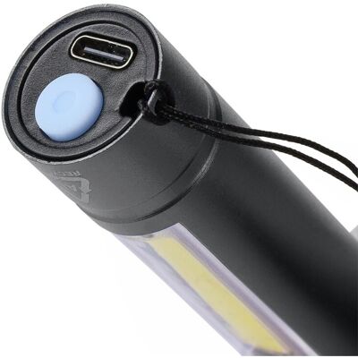 Lampe de poche COB en aluminium recyclé Sami noir - Publicité Lampe de poche COB en aluminium recyclé Sami noir - Publicité