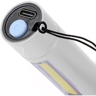 Lampe de poche COB en aluminium recyclé Sami argenté - Publicité Lampe de poche COB en aluminium recyclé Sami argenté - Publicité