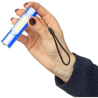 Lampe de poche COB en aluminium recyclé Sami bleu cobalt - Publicité Lampe de poche COB en aluminium recyclé Sami bleu cobalt - Publicité