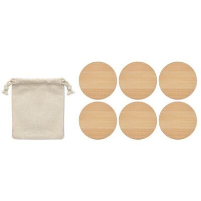 Set personnalisé de 6 sous-verres en bambou BAYIN Bois - Publicité Set personnalisé de 6 sous-verres en bambou BAYIN Bois - Publicité