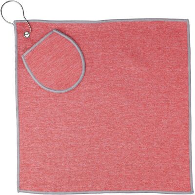 Serviette de golf personnalisée avec pochette Idris rouge - Publicité Serviette de golf personnalisée avec pochette Idris rouge - Publicité