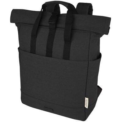 Sac à dos ordinateur 15 L en toile recyclée personnalisé Joey noir - Publicité Sac à dos ordinateur 15 L en toile recyclée personnalisé Joey noir - Publicité