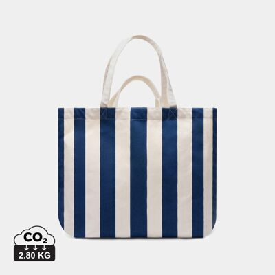 Sac de plage rayé Vinga Lagoa toile recyclée GRS personnalisable bleu marine - Publicité Sac de plage rayé Vinga Lagoa toile recyclée GRS personnalisable bleu marine - Publicité