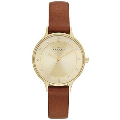 Montre Femme Skagen En Cuir Marron Etanche Femme - Publicité Montre Femme Skagen En Cuir Marron Etanche Femme - Publicité