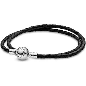 Bracelet Pandora Double Tressé En Cuir - Noir Femme - Publicité Bracelet Pandora Double Tressé En Cuir - Noir Femme - Publicité