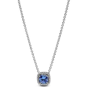 Collier Pandora À Pendentif Halo Bleu Carre Scintillant Femme - Publicité Collier Pandora À Pendentif Halo Bleu Carre Scintillant Femme - Publicité