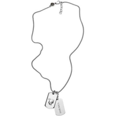 Collier Diesel En Acier Blanc Homme - Publicité Collier Diesel En Acier Blanc Homme - Publicité