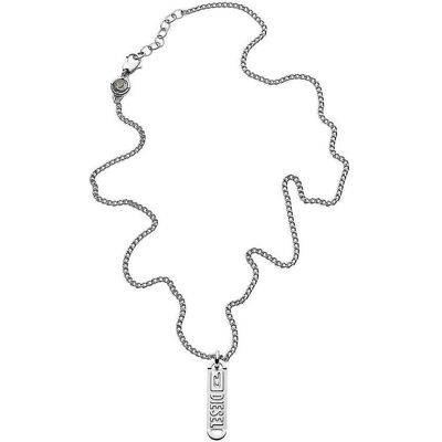 Collier Diesel En Acier Blanc Homme - Publicité Collier Diesel En Acier Blanc Homme - Publicité