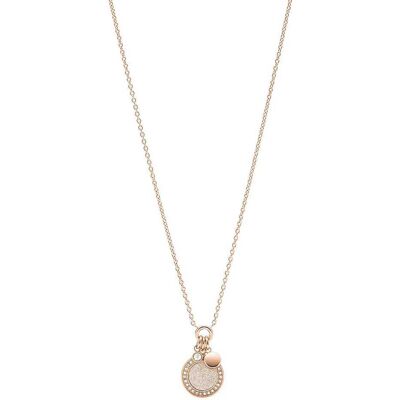 Collier Fossil En Acier Rose Et Oxyde Femme - Publicité Collier Fossil En Acier Rose Et Oxyde Femme - Publicité