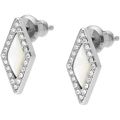 Boucles D'Oreilles Fossil En Acier Blanc Et Nacre Femme - Publicité Boucles D'Oreilles Fossil En Acier Blanc Et Nacre Femme - Publicité