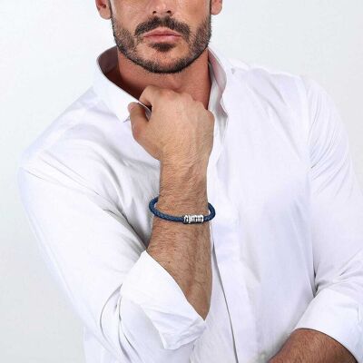 Bracelet Morellato En Acier Gris Et Cuir Bleu Homme - Publicité Bracelet Morellato En Acier Gris Et Cuir Bleu Homme - Publicité