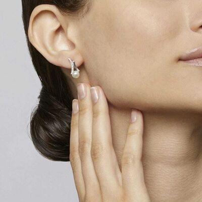 Boucles D'Oreilles Cleor En Argent 925/1000 Et Perle Synthétique Blanche Femme - Publicité Boucles D'Oreilles Cleor En Argent 925/1000 Et Perle Synthétique Blanche Femme - Publicité