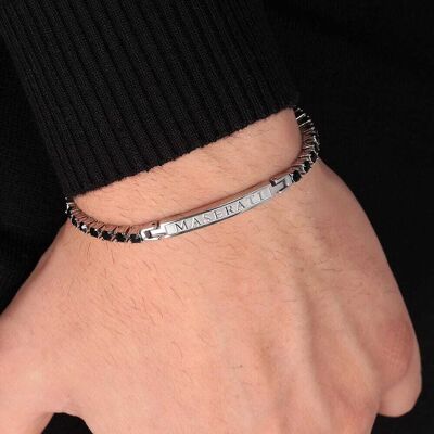 Bracelet Maserati En Acier Blanc Et Cristal Noir Homme - Publicité Bracelet Maserati En Acier Blanc Et Cristal Noir Homme - Publicité
