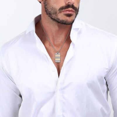 Collier Sector En Acier Bicolore Homme - Publicité Collier Sector En Acier Bicolore Homme - Publicité