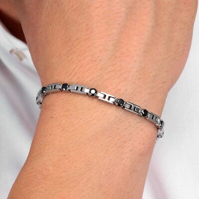 Bracelet Sector En Acier Gris Et Oxyde Noir Homme - Publicité Bracelet Sector En Acier Gris Et Oxyde Noir Homme - Publicité