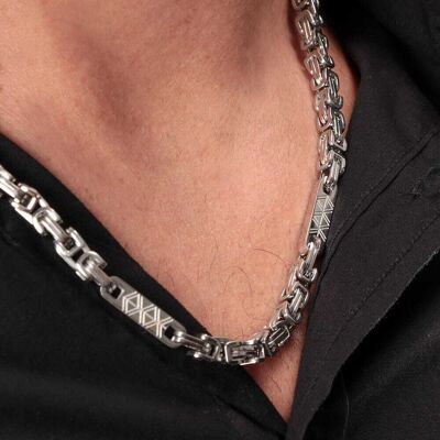 Collier Sector En Acier Gris Homme - Publicité Collier Sector En Acier Gris Homme - Publicité