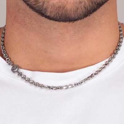 Collier Sector En Acier Gris Homme - Publicité Collier Sector En Acier Gris Homme - Publicité