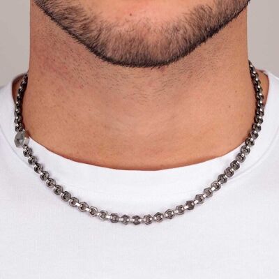 Collier Sector En Acier Gris Homme - Publicité Collier Sector En Acier Gris Homme - Publicité