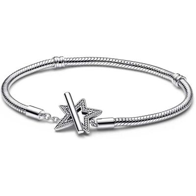 Bracelet Pandora Maille Serpent Fermoir En T Étoile Asymétrique Pandora Moments Femme - Publicité Bracelet Pandora Maille Serpent Fermoir En T Étoile Asymétrique Pandora Moments Femme - Publicité
